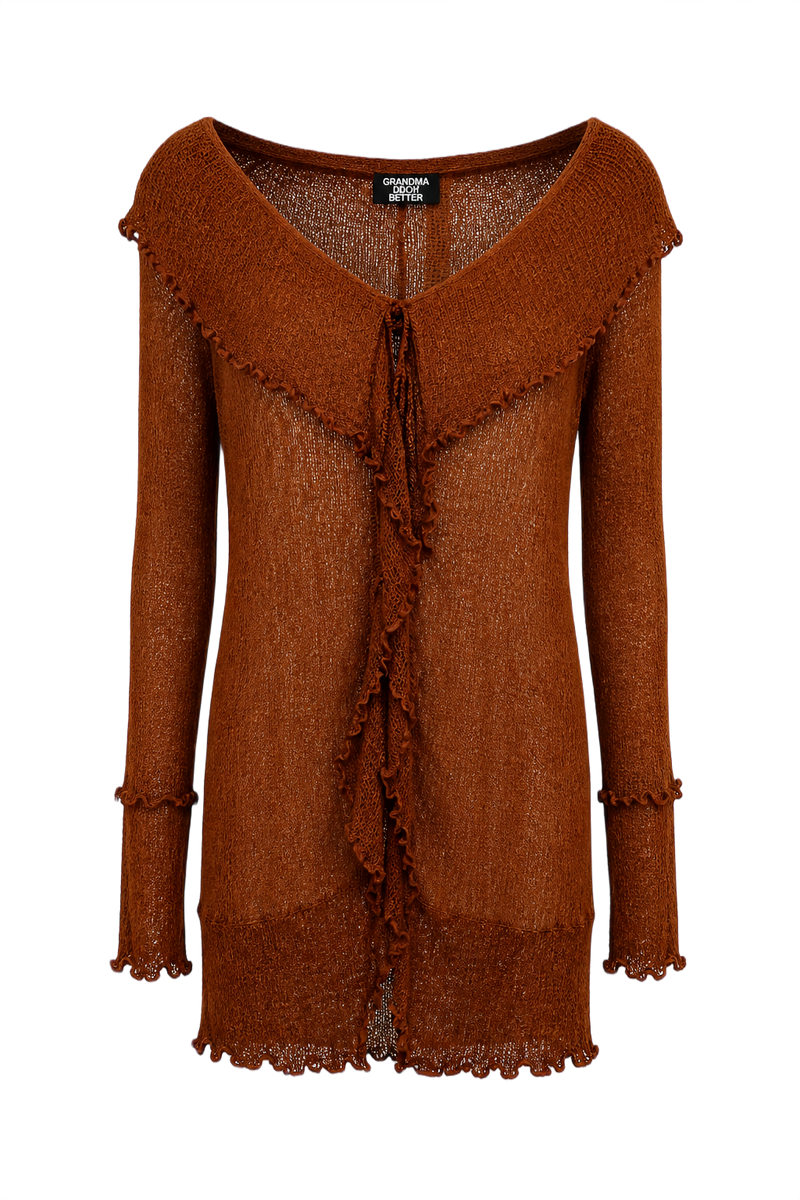 1990s Rust Brown Synthetic Sweater - Front View
