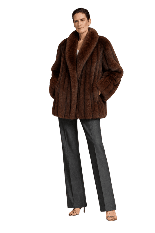 1990s Brown Fur Coat - Model