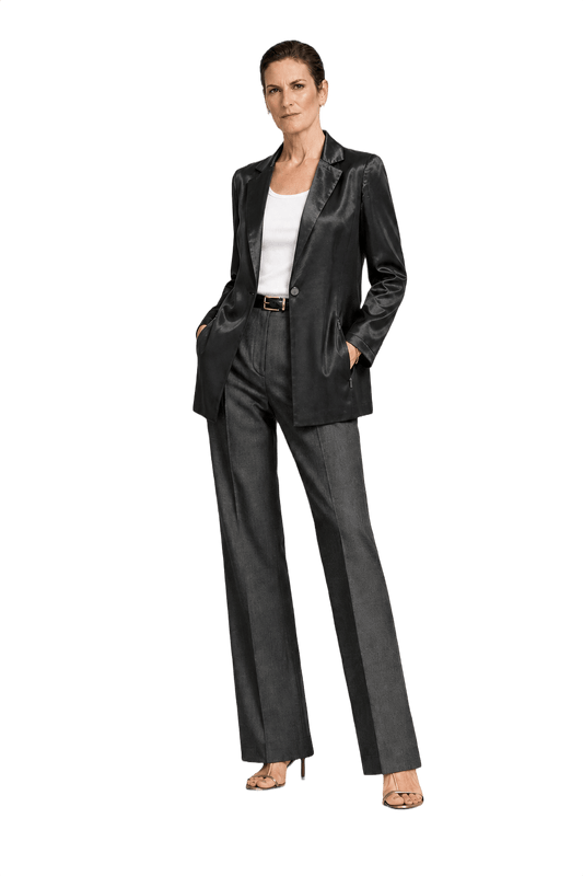 1990s Black Silk-like Womens Blazer - Model