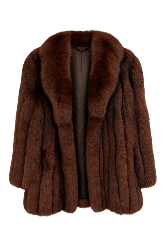 1990s Brown Fur Coat - Front View