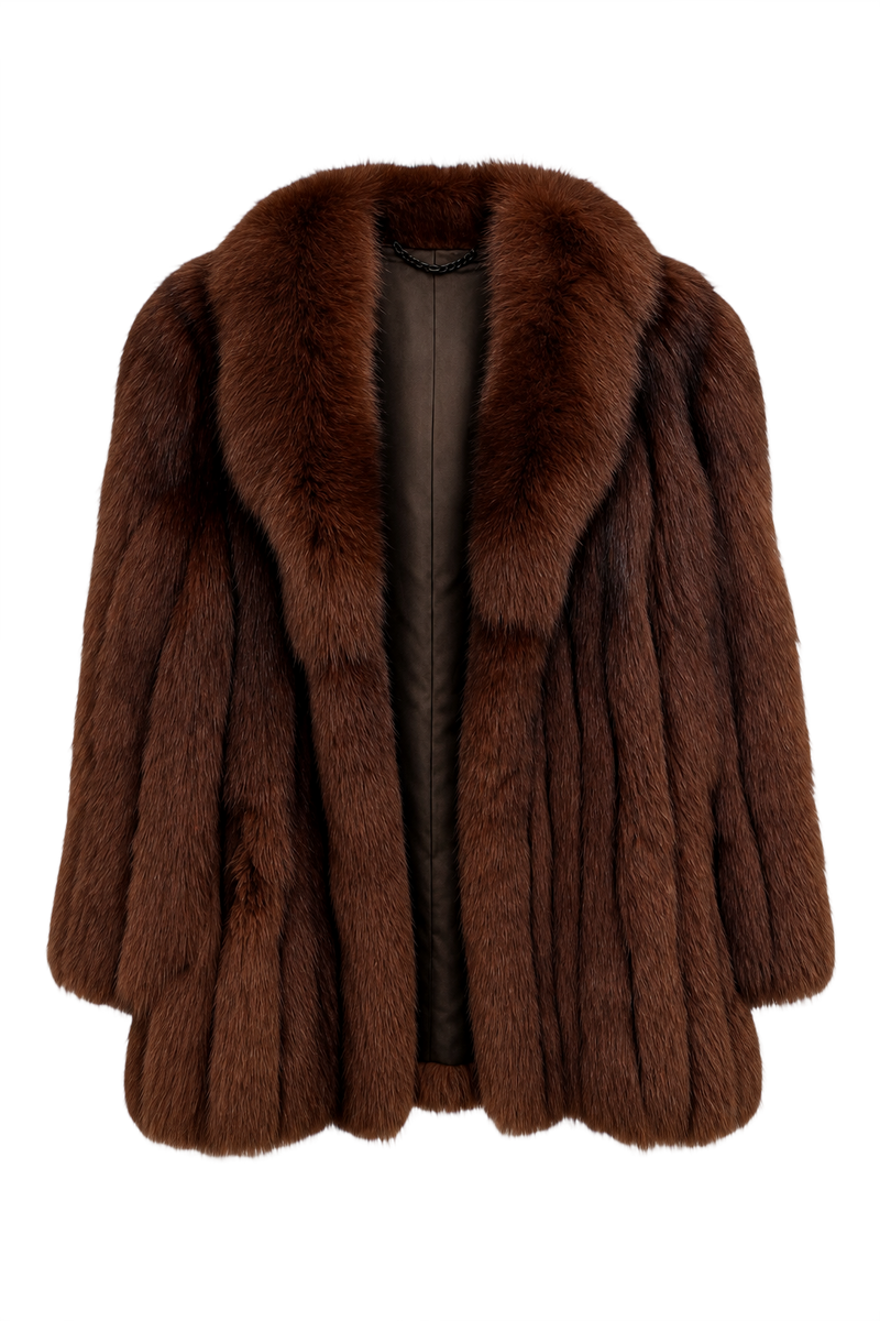 1990s Brown Fur Coat - Front View