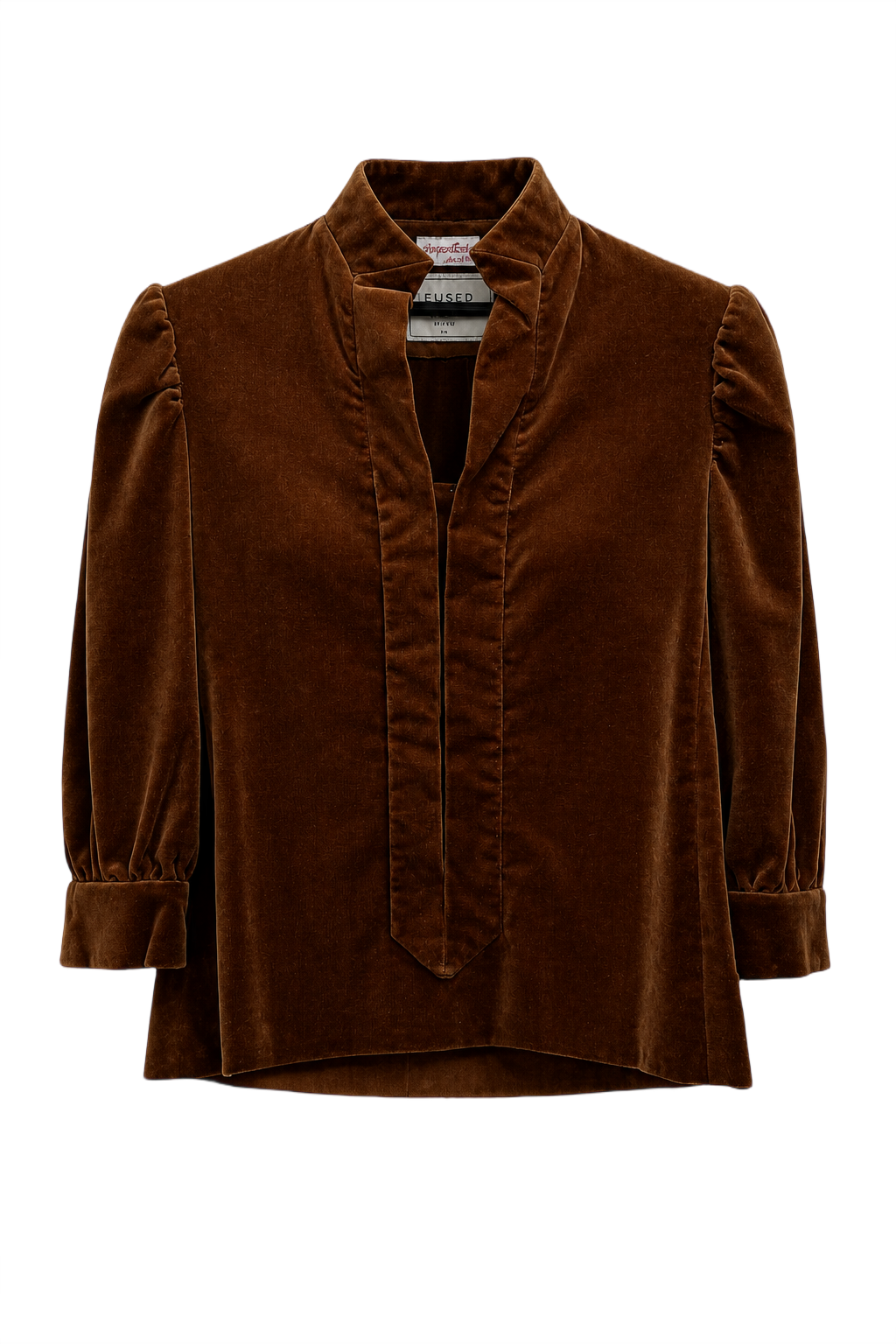 1970s Brown Velvet Blouse - Front View