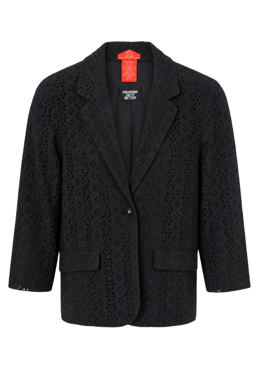 1990s Black Cotton Blazer - Front View