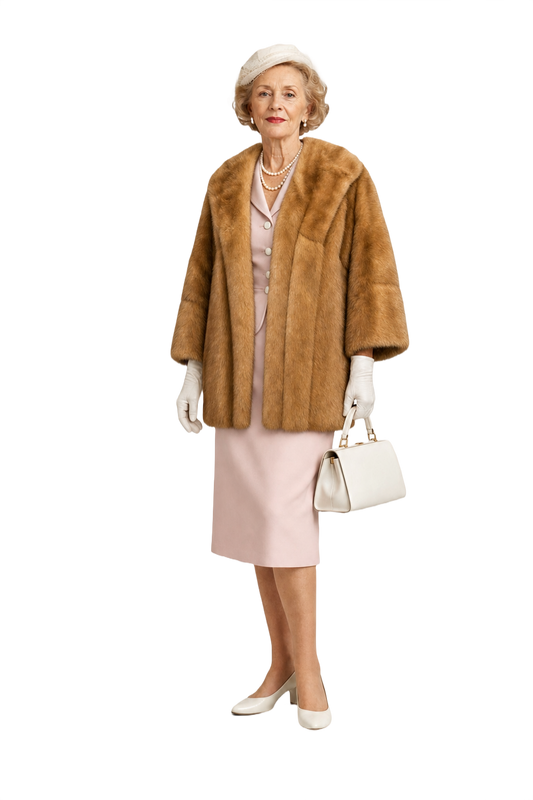 1950s Light Brown Fur Coat - Model