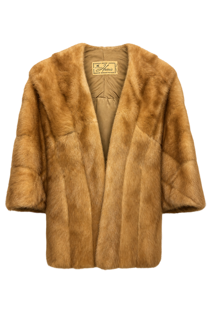 1950s Light Brown Fur Coat - Front View