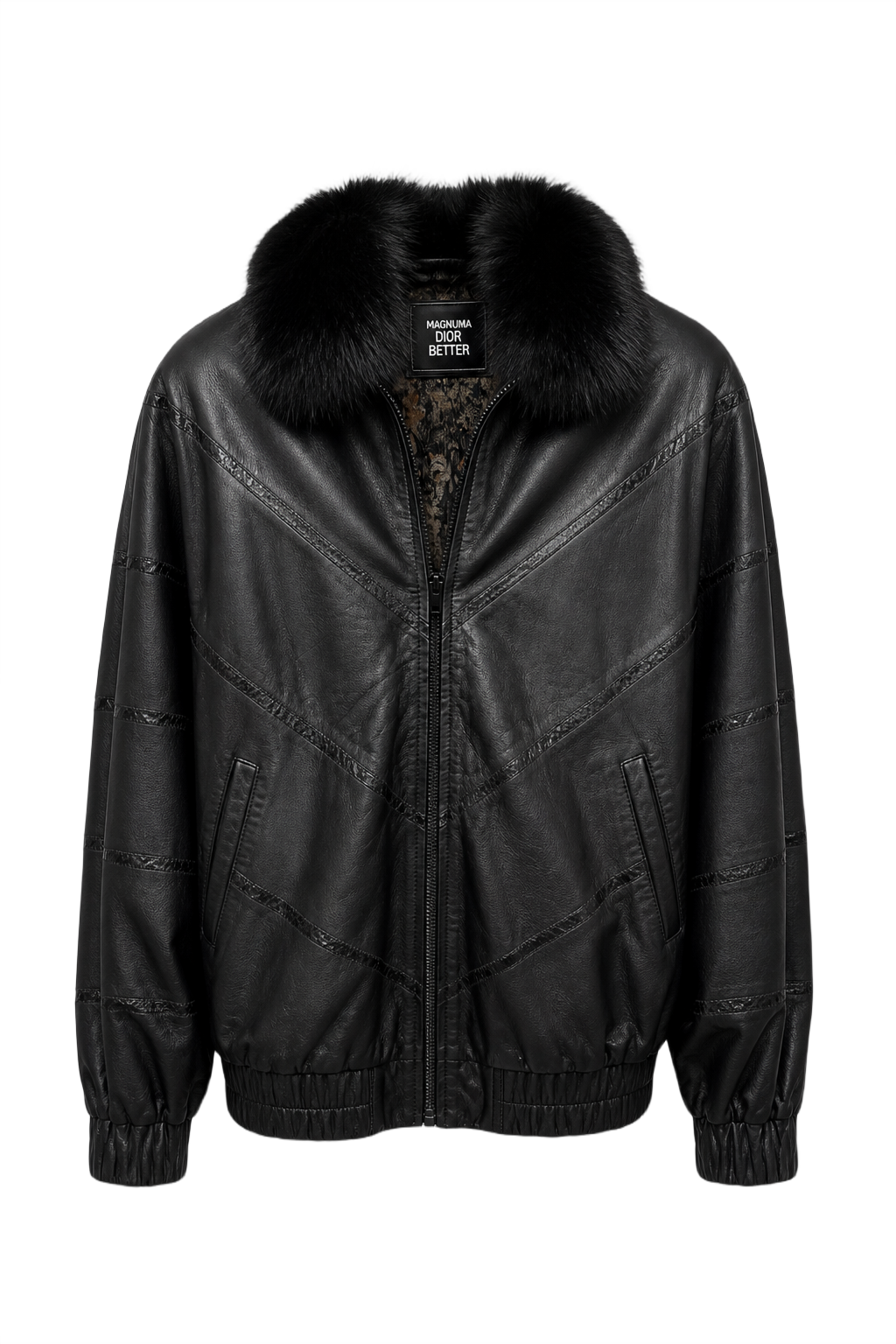 1990s Black Leather Jacket - Front View