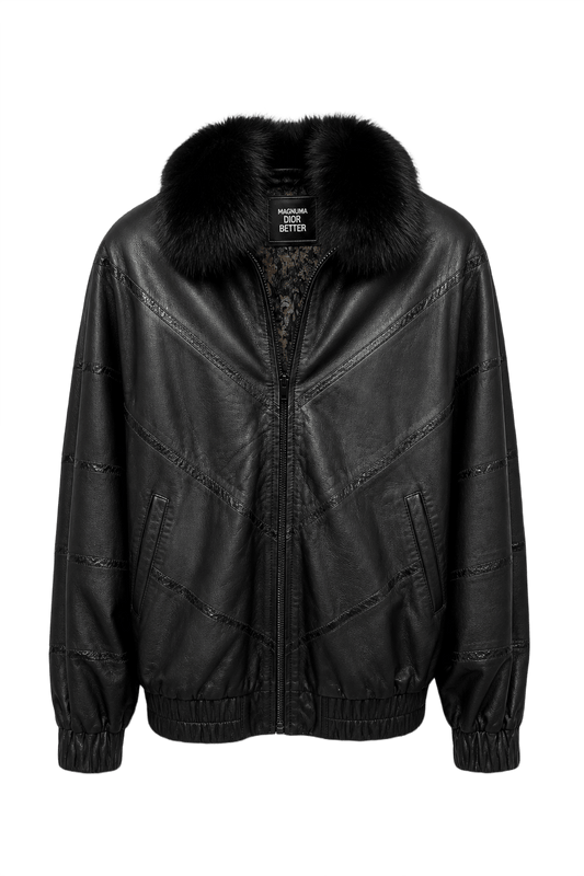 1990s Black Leather Jacket - Front View