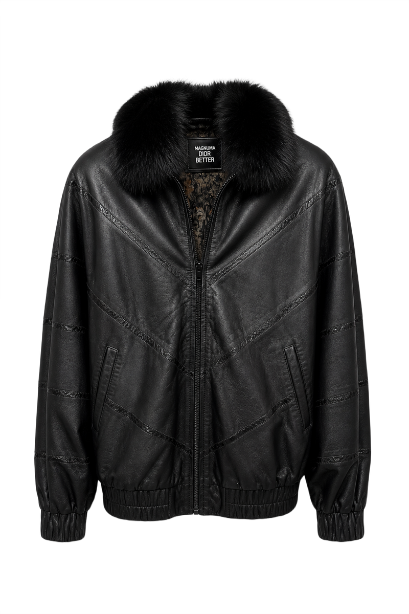 1990s Black Leather Jacket - Front View