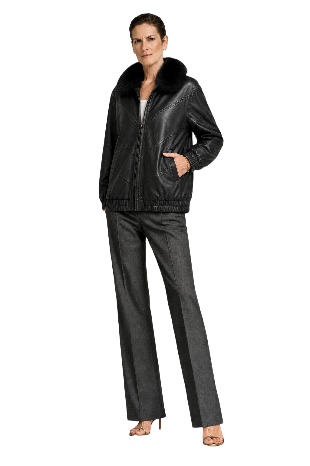 1990s Black Leather Jacket - Model