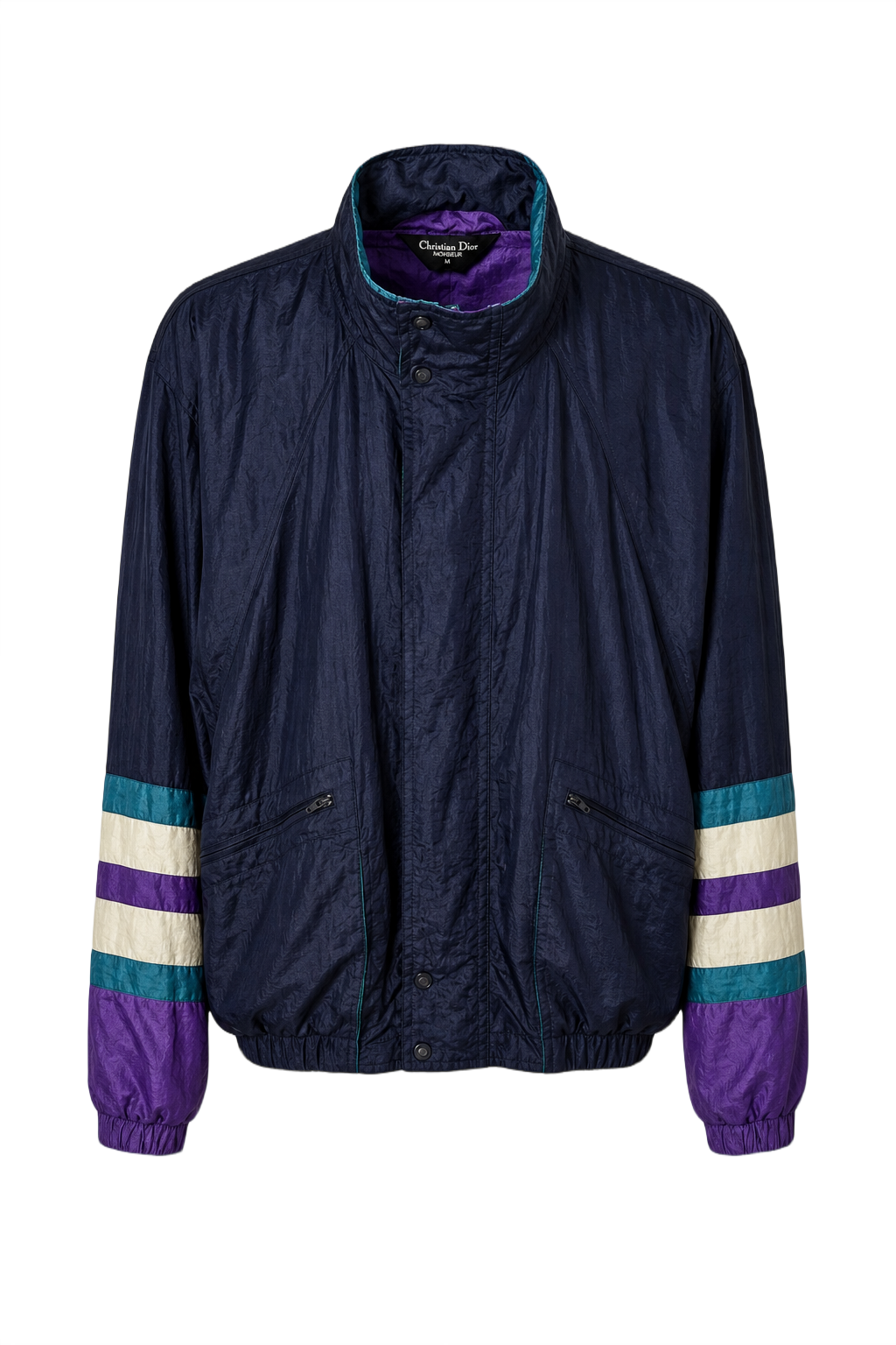 1990s Navy Blue Nylon Jacket - Front View