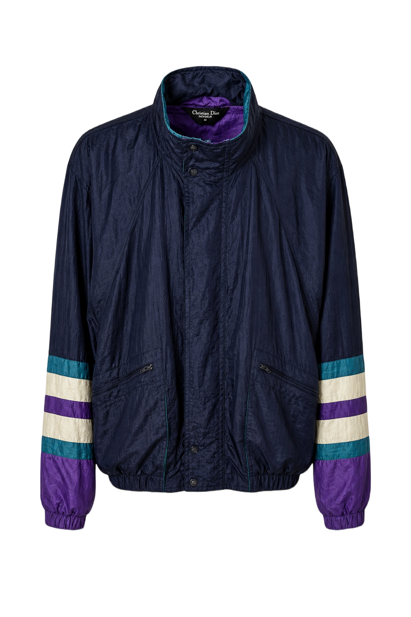 1990s Navy Blue Nylon Jacket - Front View