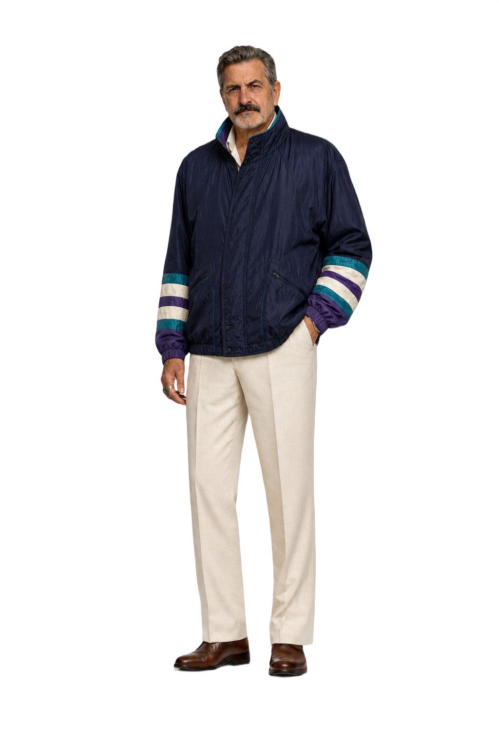 1990s Navy Blue Nylon Jacket - Model