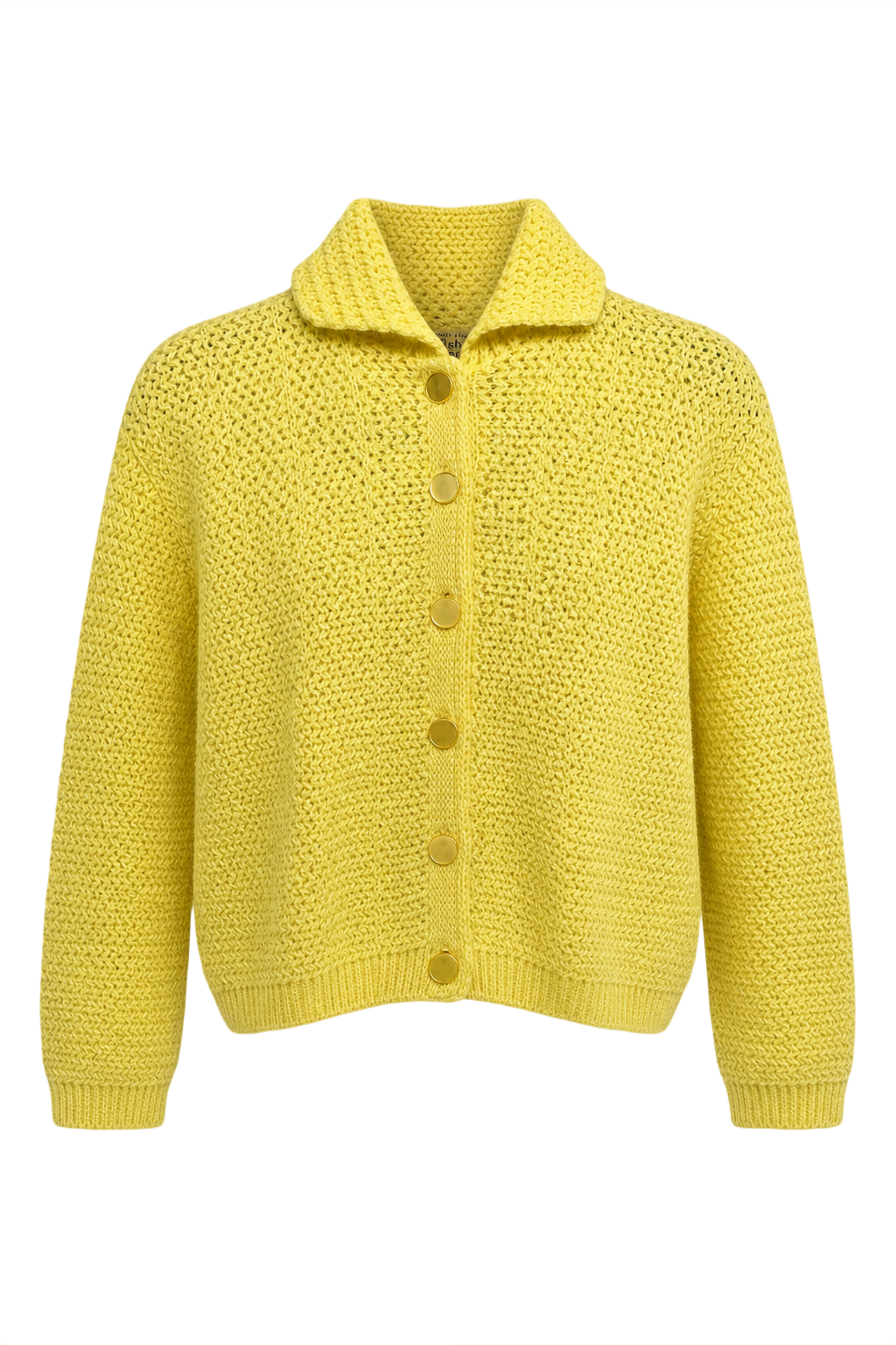 1960s Yellow Wool Cardigan - Front View