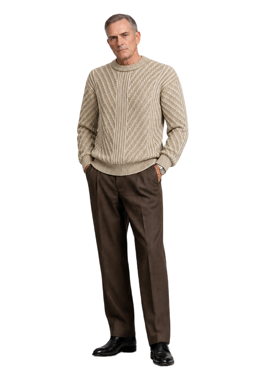 1980s Beige Cotton Blend Sweater - Model