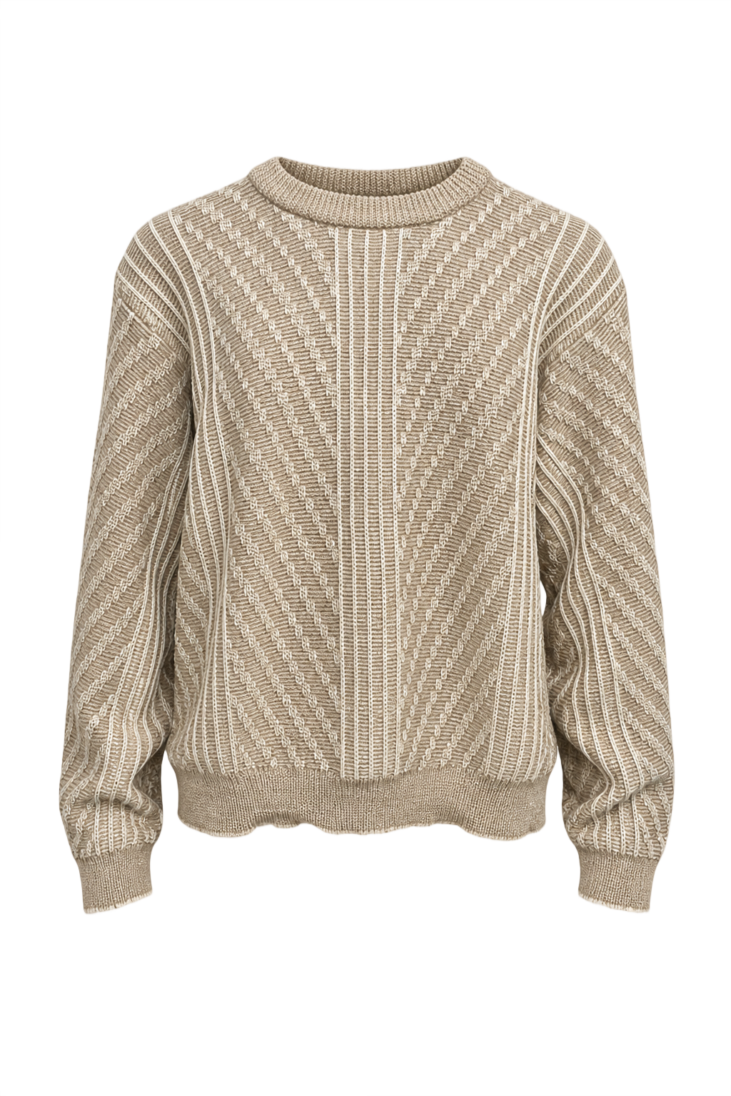 1980s Beige Cotton Blend Sweater - Front View