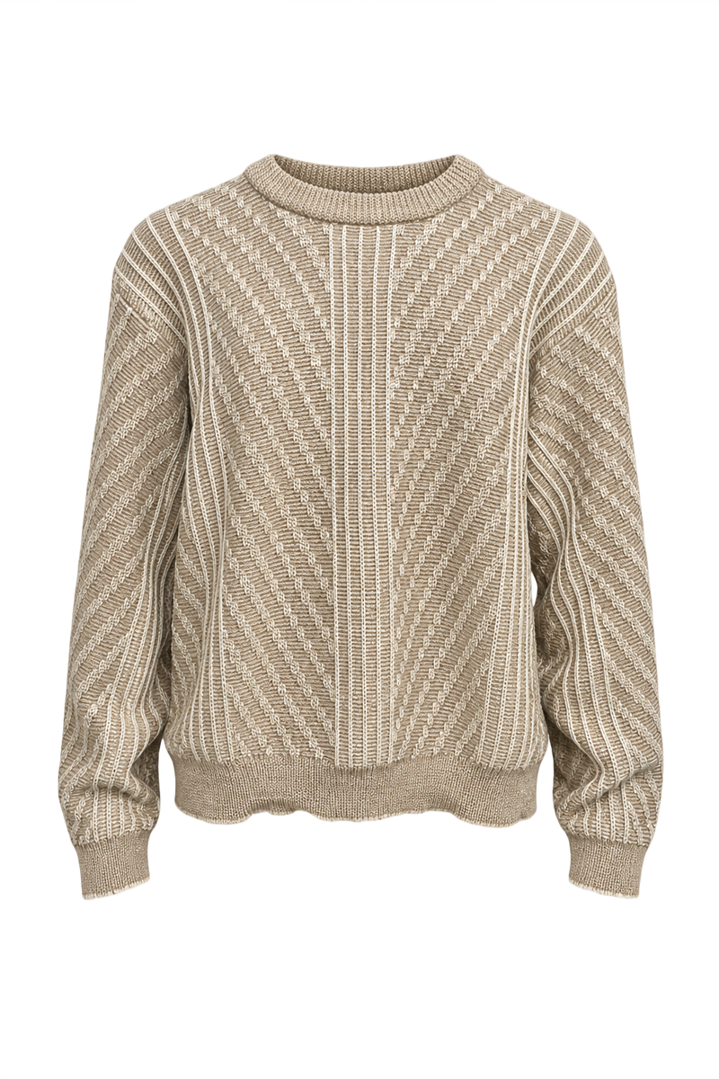 1980s Beige Cotton Blend Sweater - Front View
