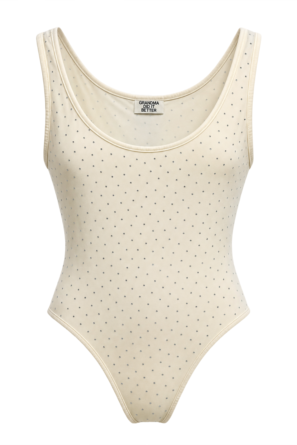 1980s Cream White Cotton Blend Bodysuit - Front View