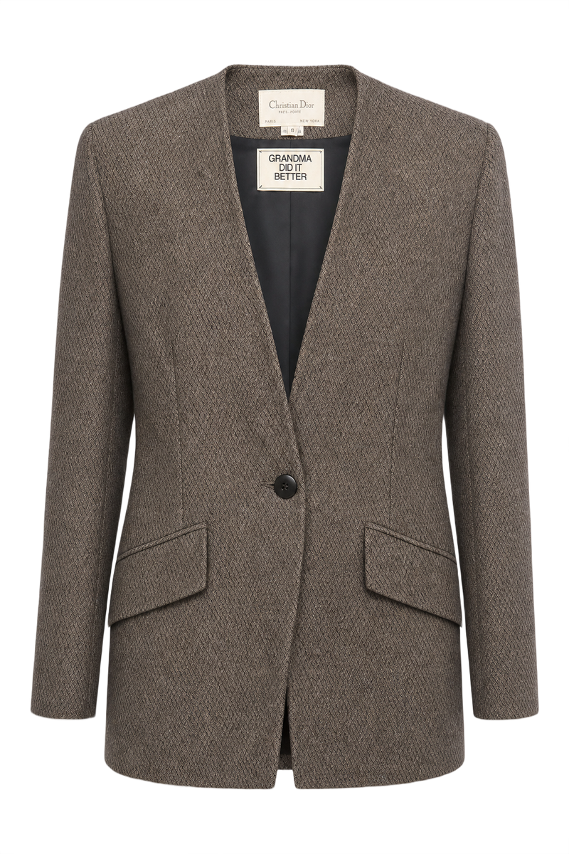 1980s Brown Wool Blazer - Front View