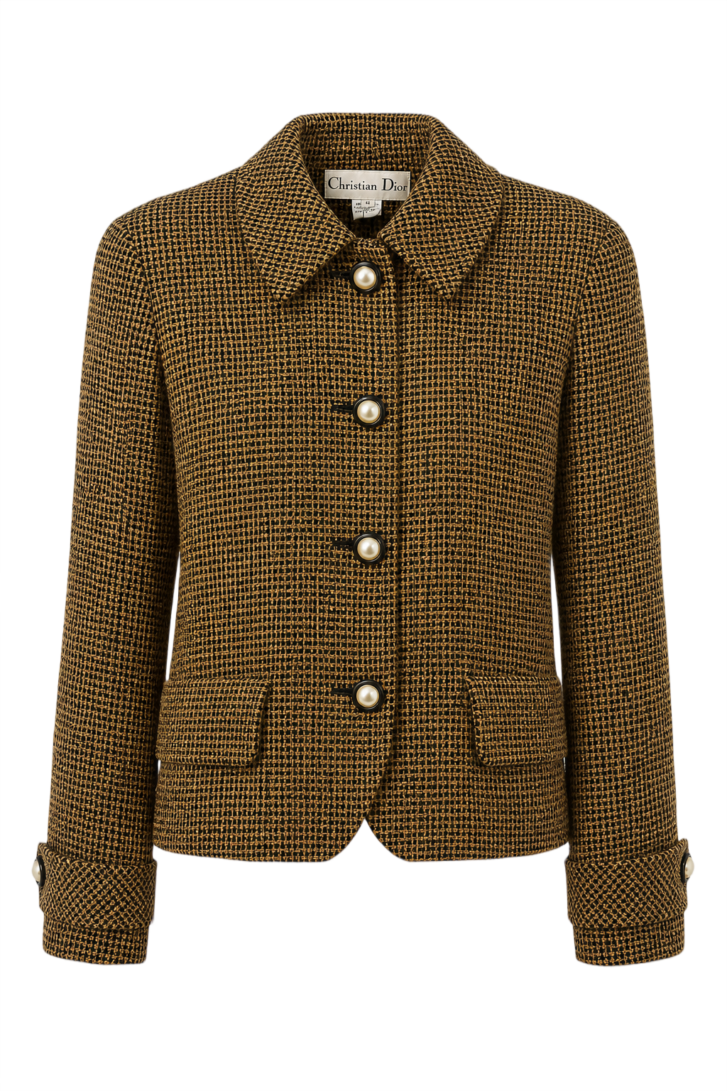 1980s Mustard Yellow Wool Blend Jacket - Front View