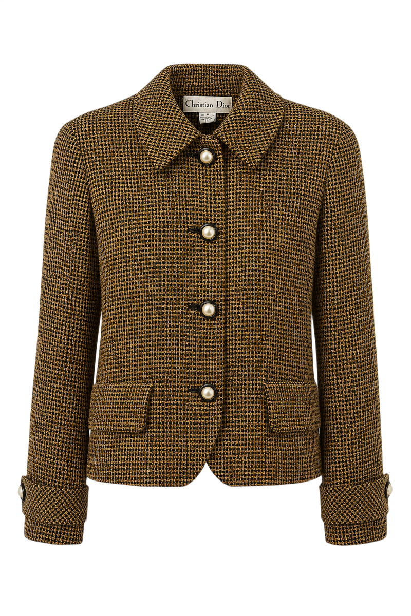 1980s Mustard Yellow Wool Blend Jacket - Front View