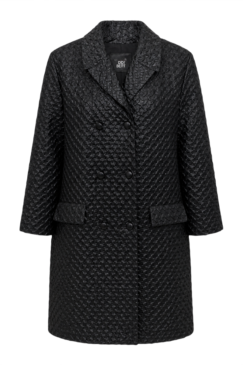 1960s Black Polyester Coat - Front View