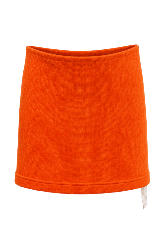 1990s Bright Orange Wool Skirt - Front View