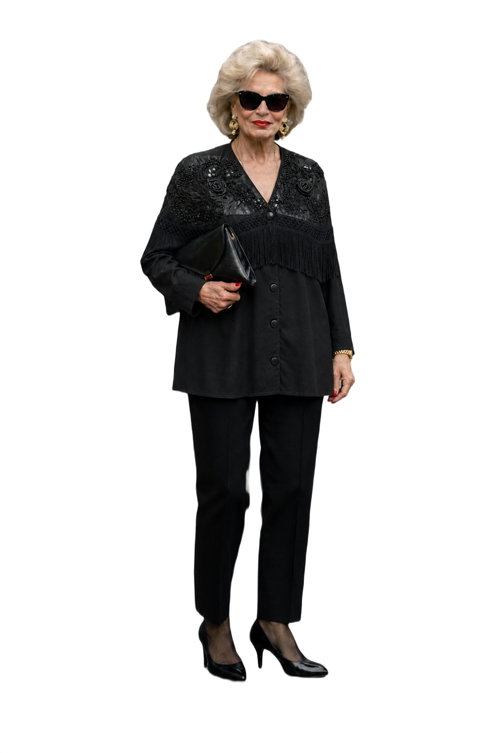 1980s Black Synthetic Blouse - Model