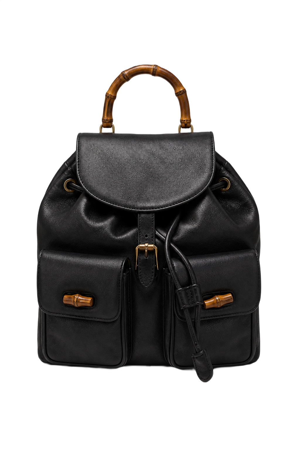 1990s Black Leather Backpack - Front View
