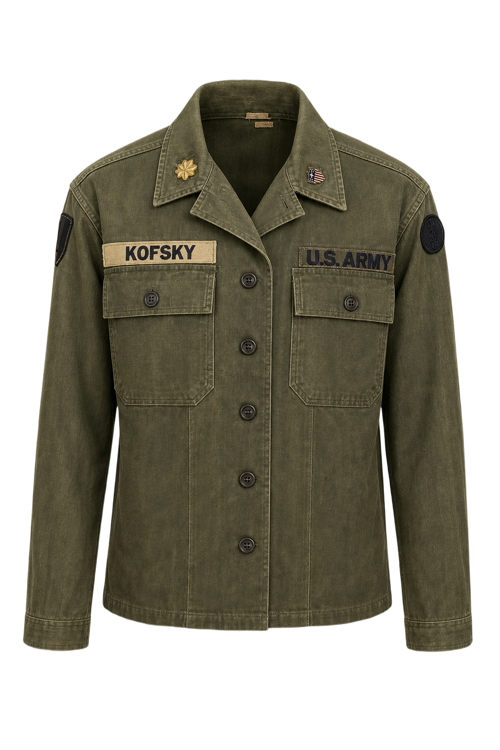 1940s Olive Green Cotton Jacket - Front View
