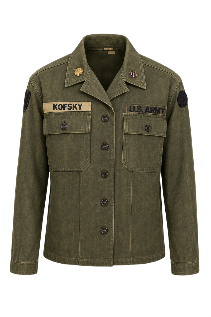1940s Olive Green Cotton Jacket - Front View