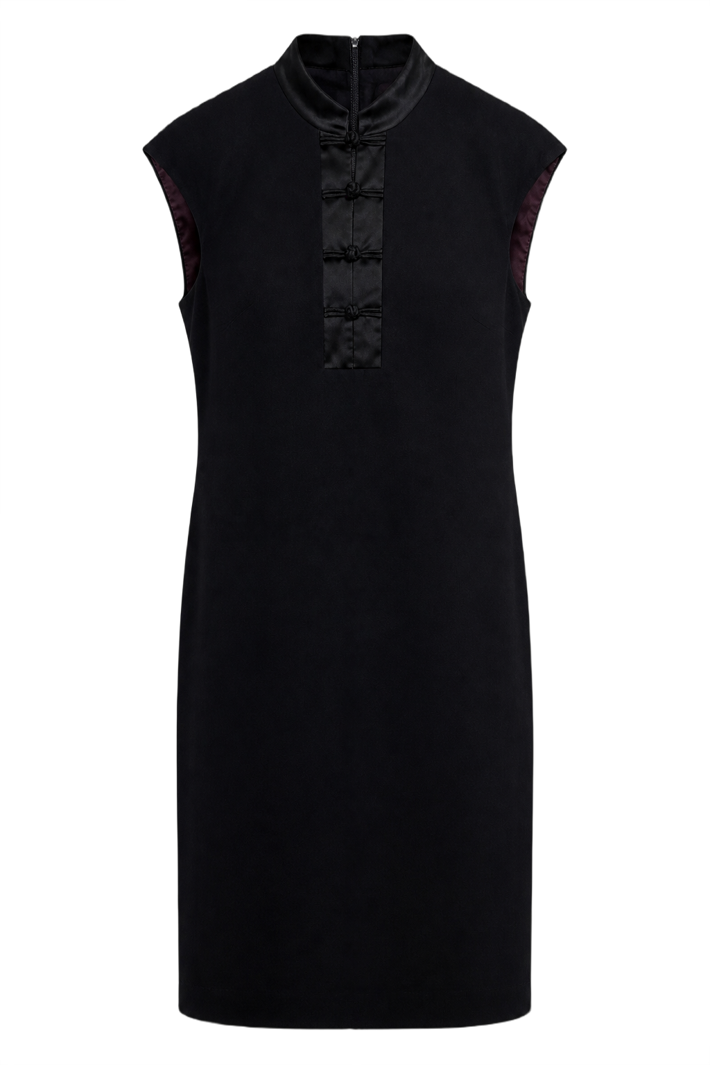 1970s Black Polyester Dress - Front View