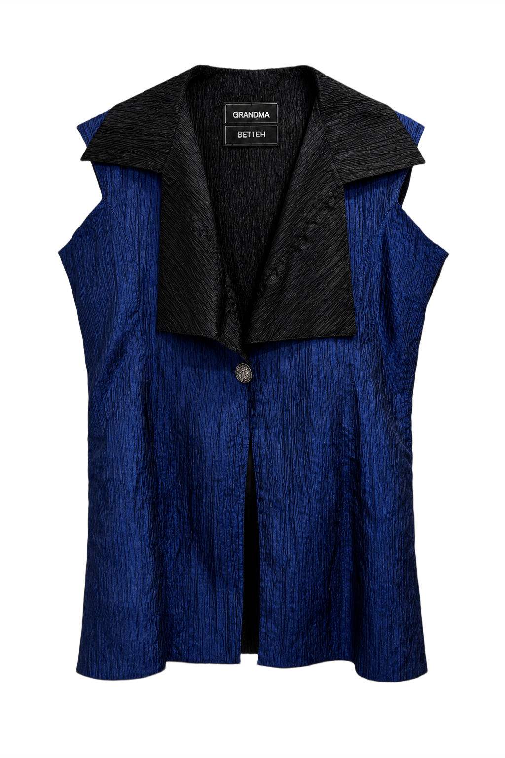 1990s Blue Polyester Vest - Front View