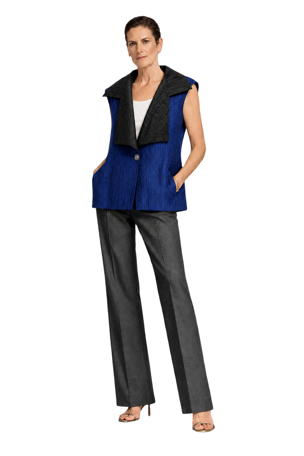 1990s Blue Polyester Vest - Model