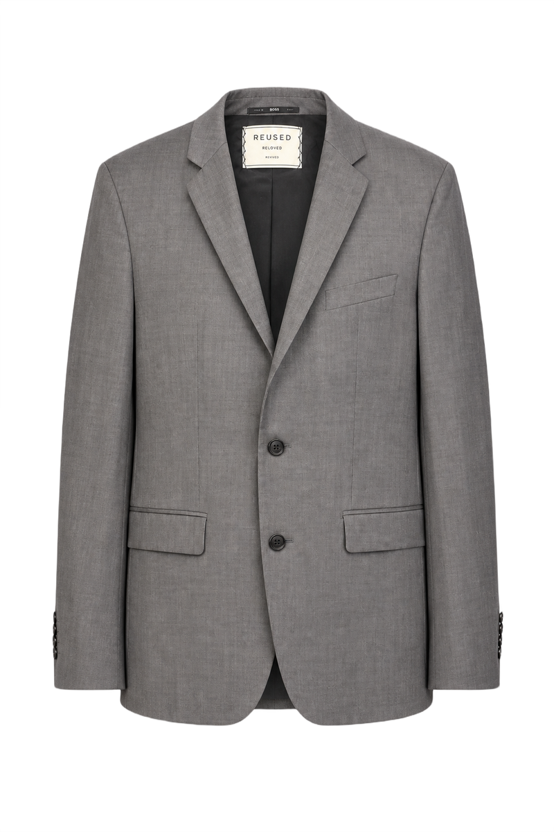 [1970s] Grey Wool Blend Blazer - Front View