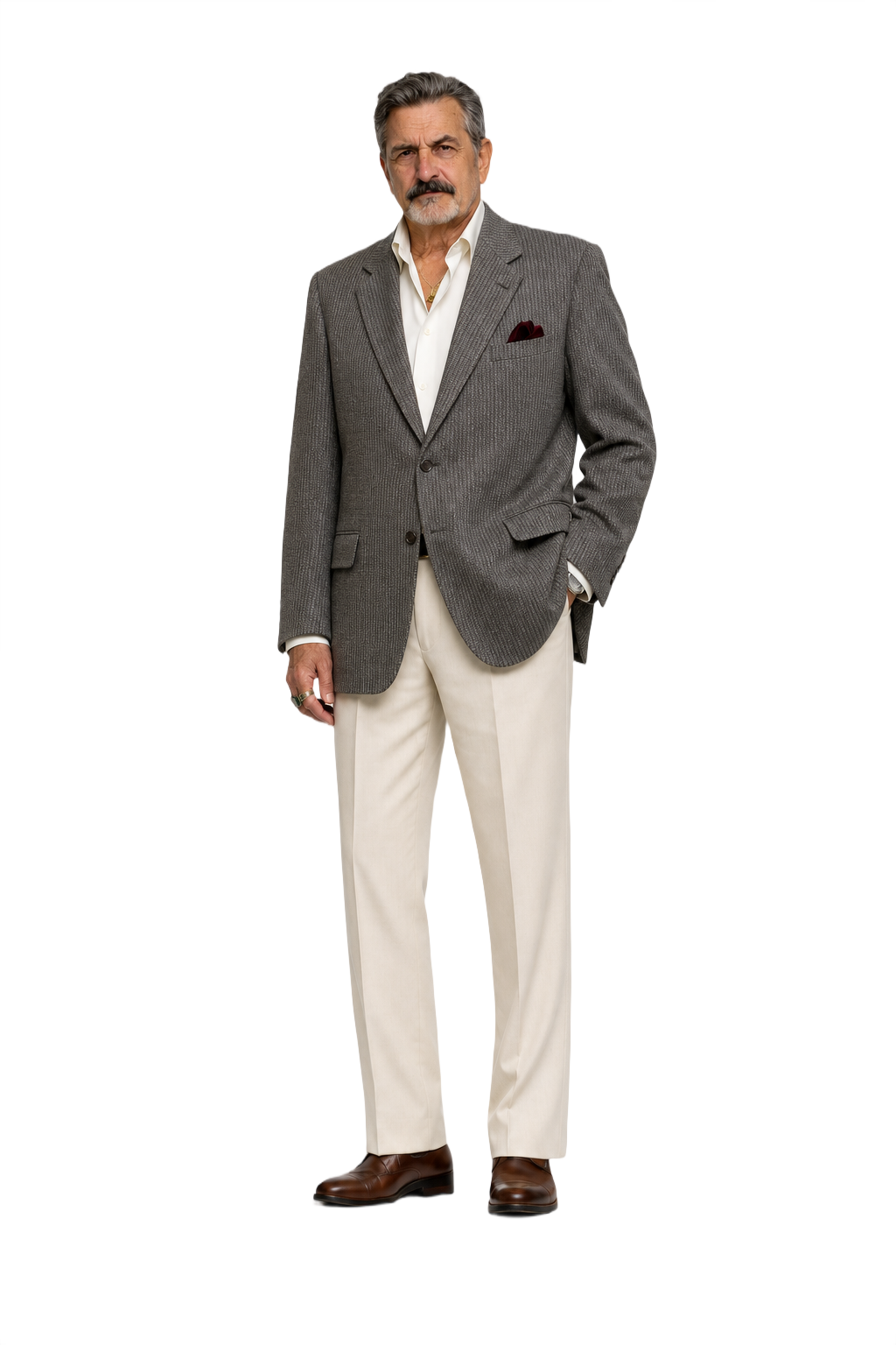1980s Gray Wool Houndstooth Blazer - Model