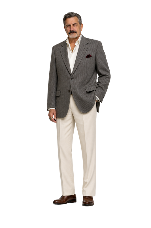 1980s Gray Wool Houndstooth Blazer - Model