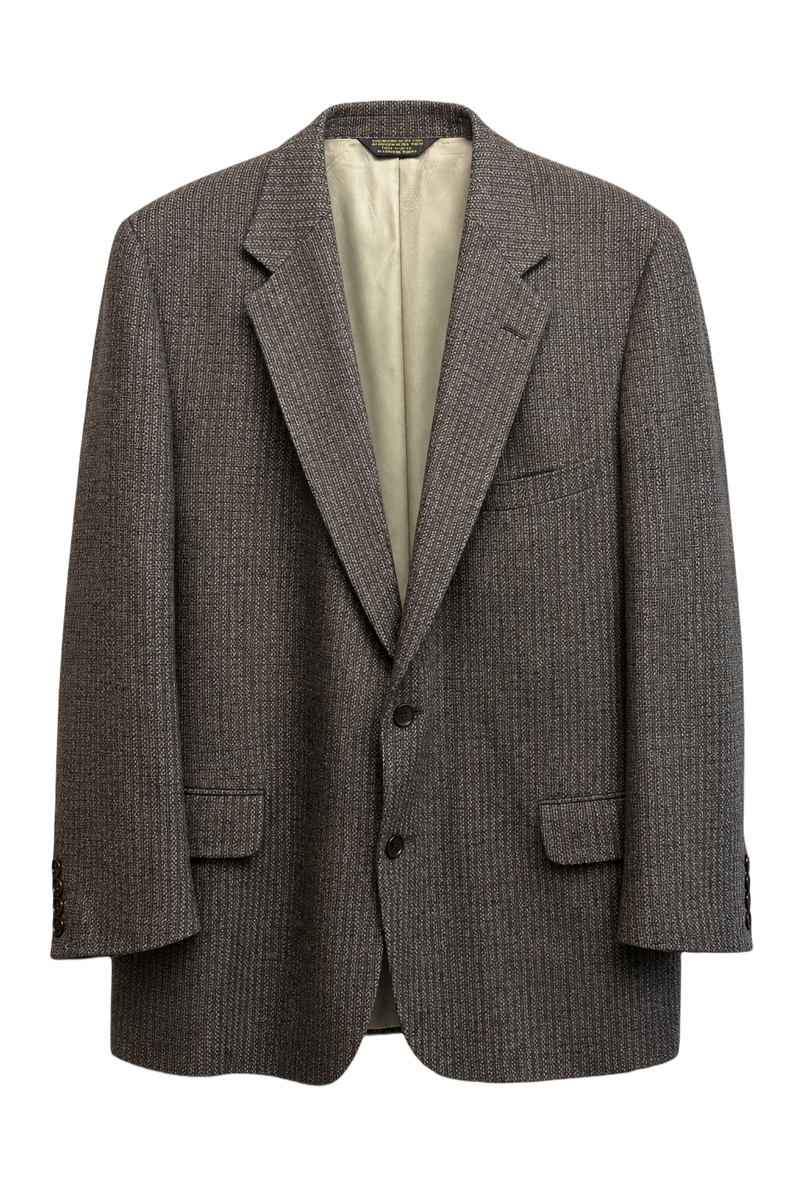1980s Gray Wool Houndstooth Blazer - Front View