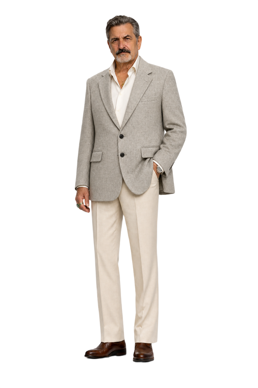 1980s Light Grey Wool Blazer - Model