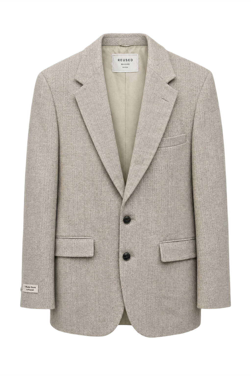 1980s Light Grey Wool Blazer - Front View