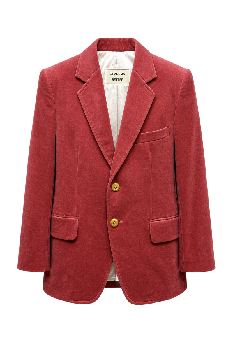 1980s Dusty Rose Cotton Blend Blazer - Front View