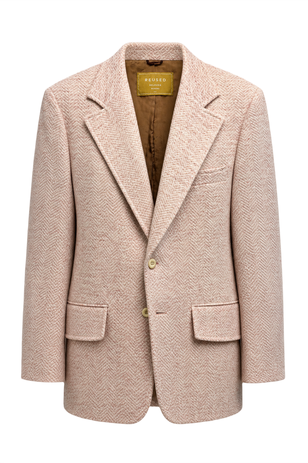 1970s Light Pink Wool Blend Blazer - Front View
