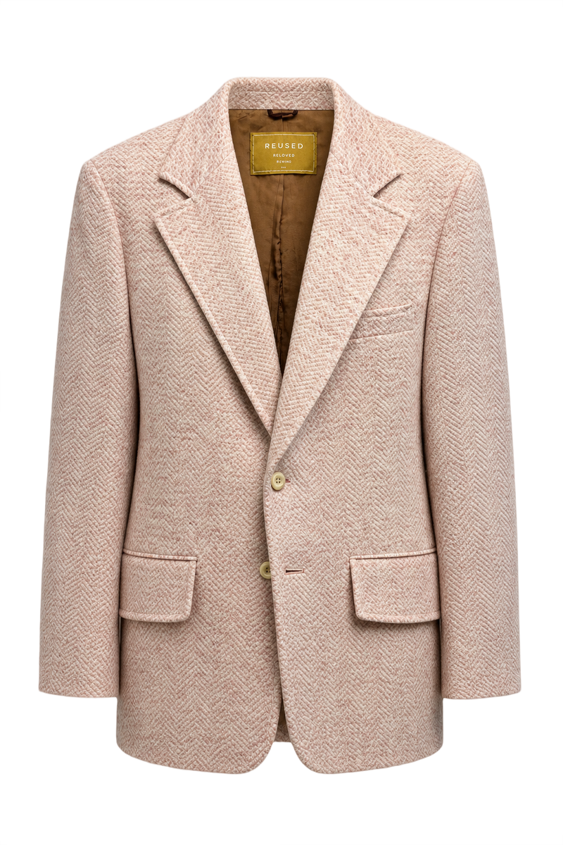 1970s Light Pink Wool Blend Blazer - Front View