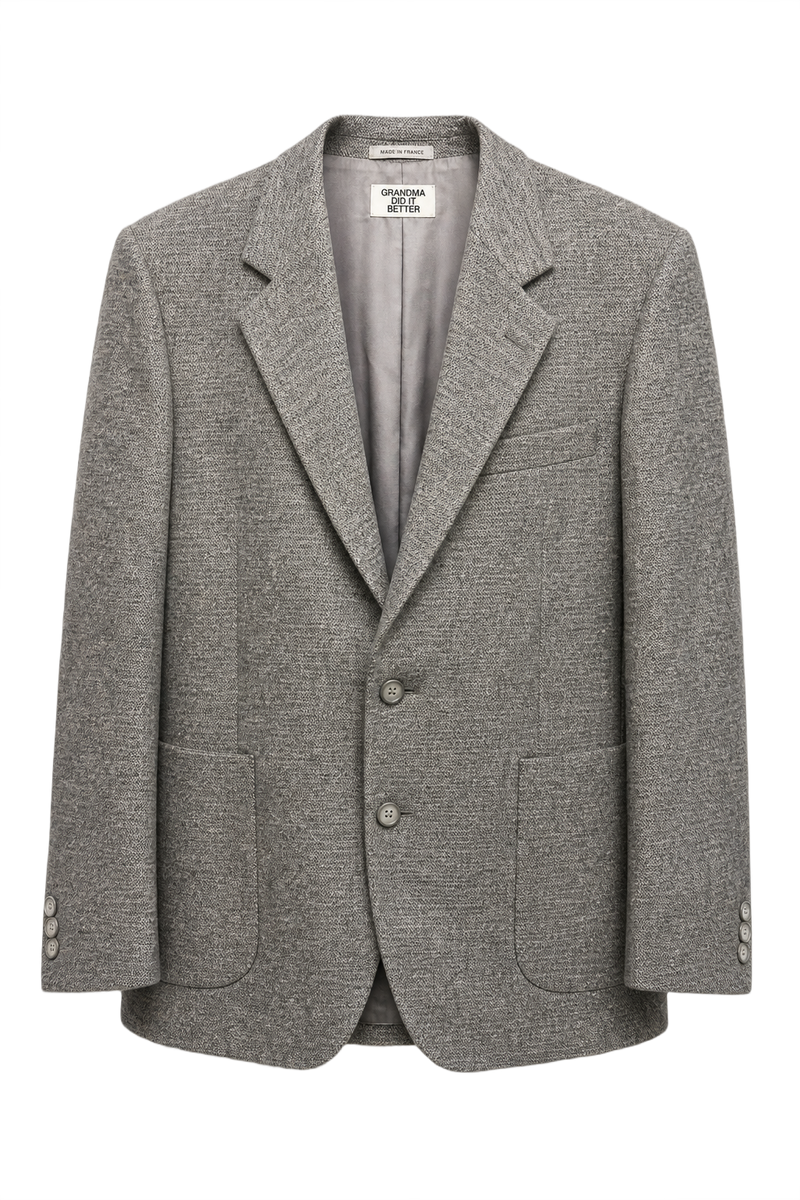 1970s Gray Wool Blazer - Front View