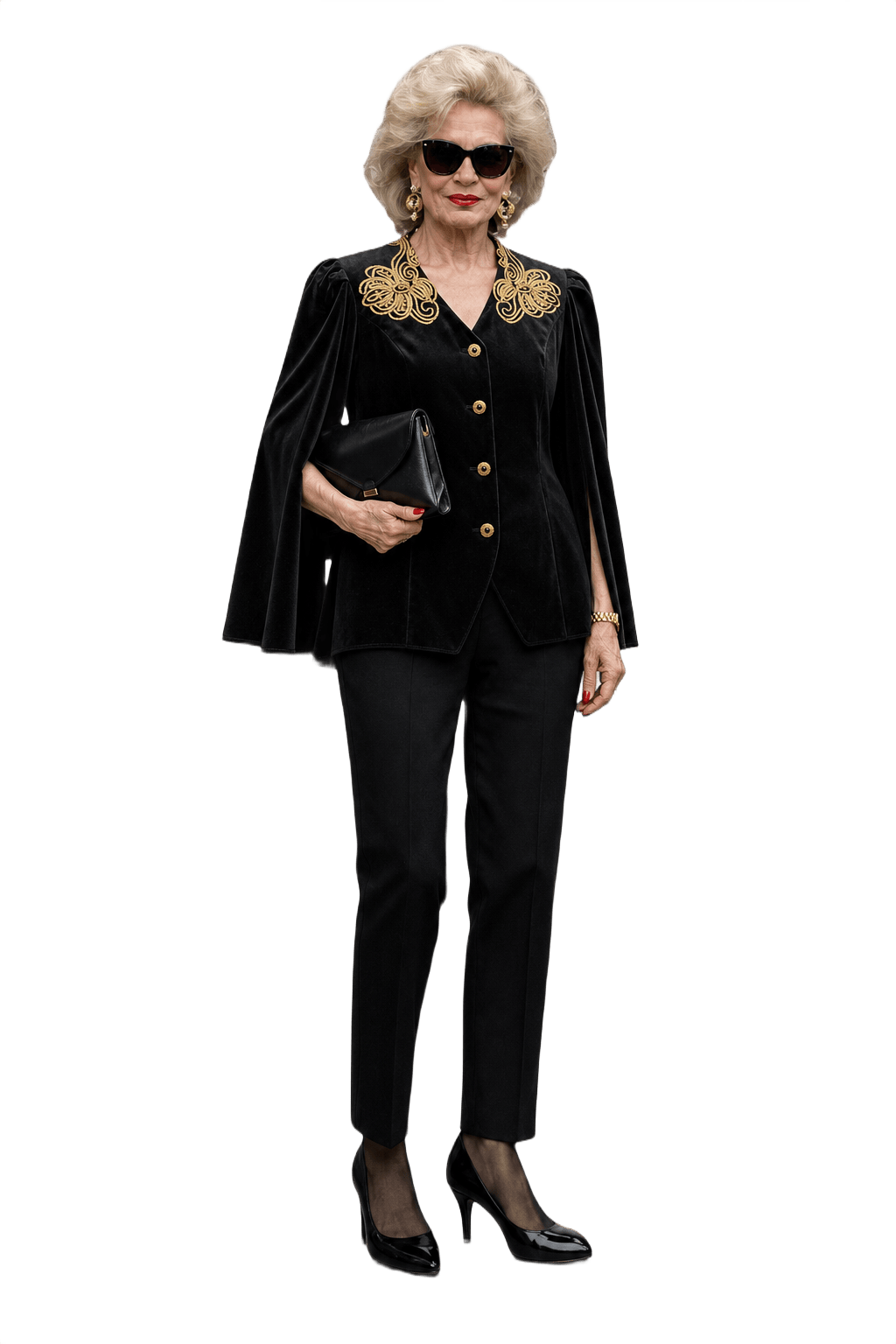 1980s Black Velvet Top - Model