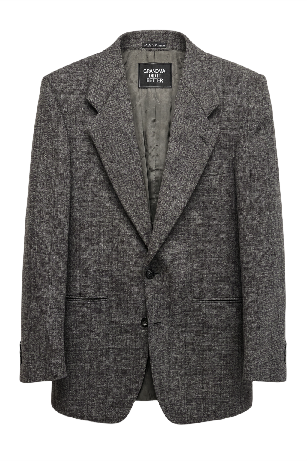 1970s Gray Wool Blend Blazer - Front View
