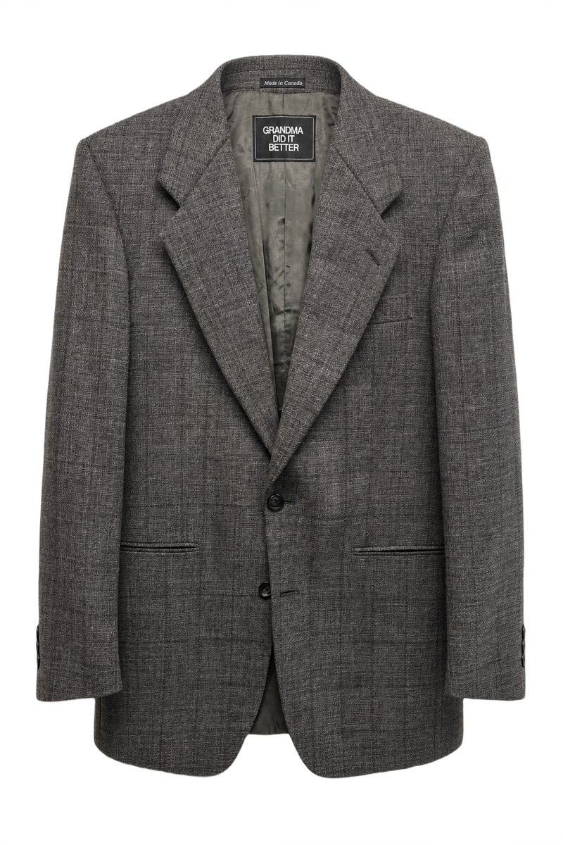 1970s Gray Wool Blend Blazer - Front View