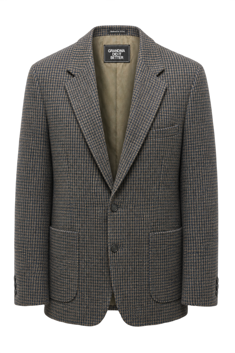 1990s Grey Wool Blend Blazer - Front View