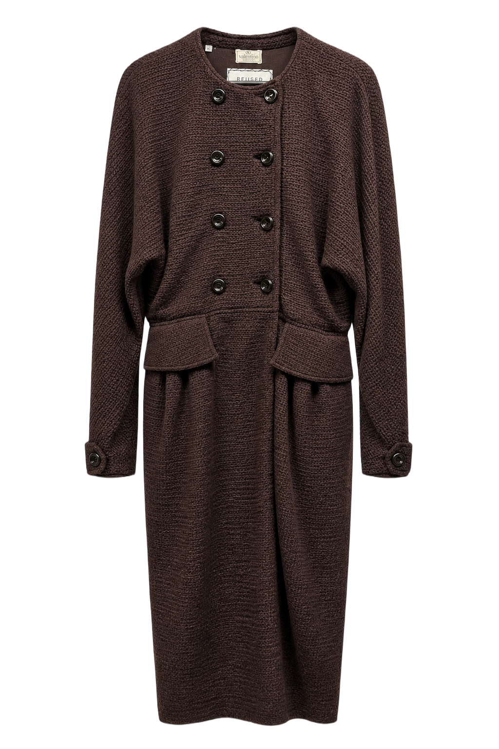 1970s Brown Wool Blend Dress - Front View