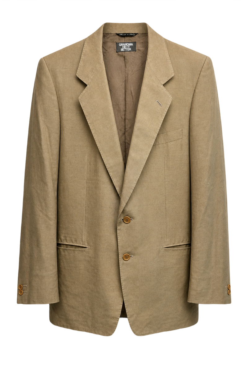 1970s Beige Wool Blazer - Front View