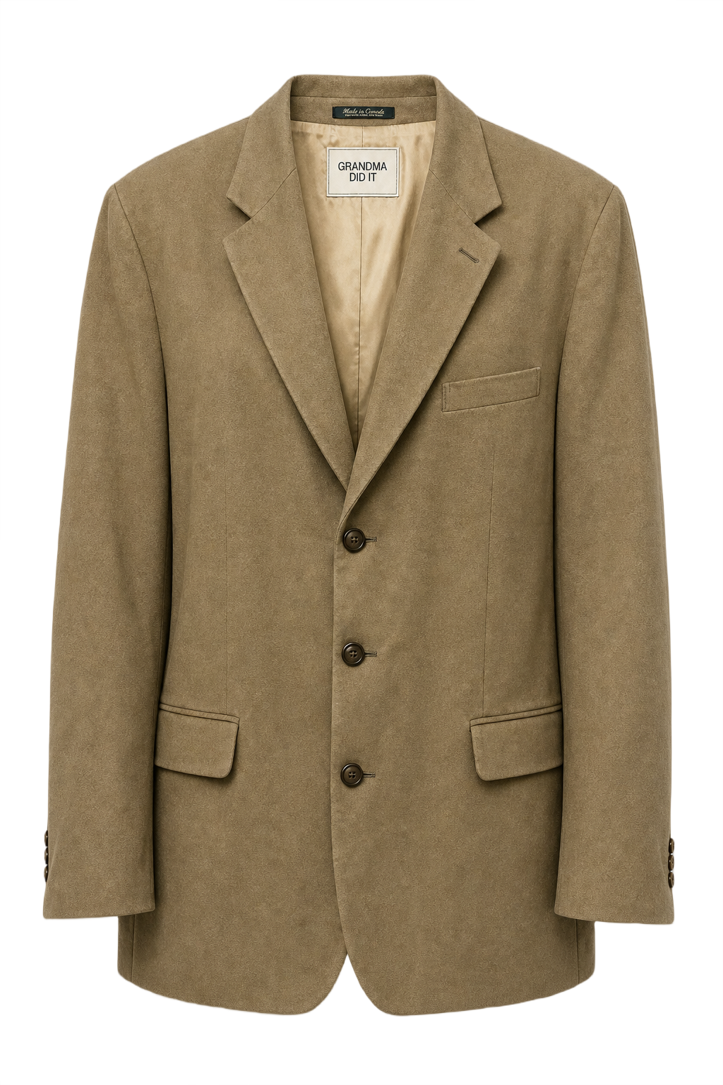 1990s Camel Brown Wool Blazer - Front View